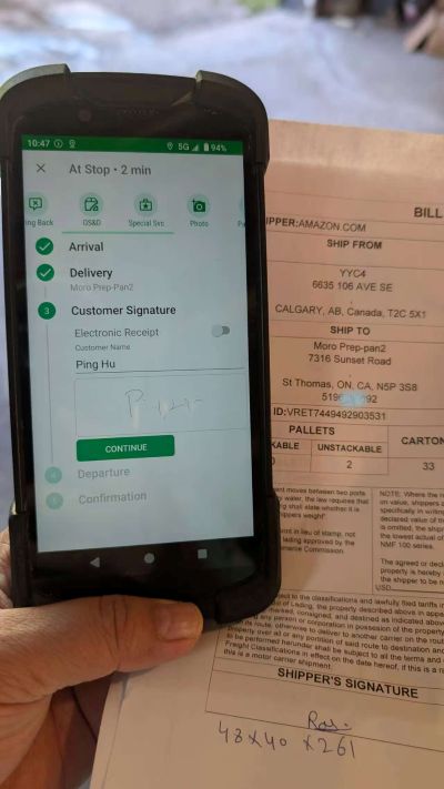 Amazon removal order receiving process at Moroprep warehouse Ontario