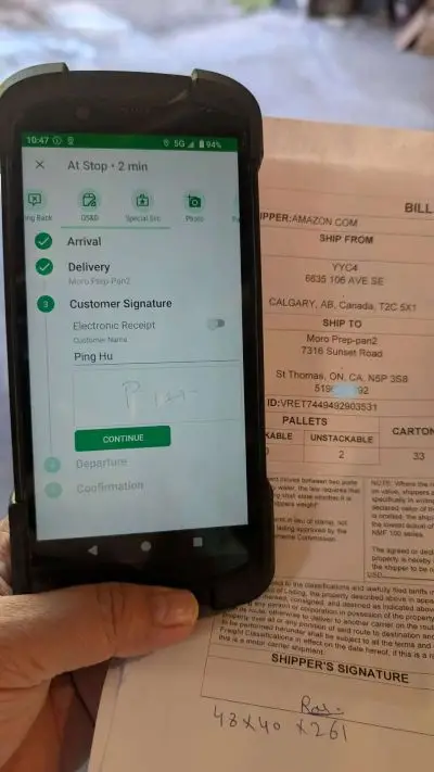 Amazon removal order receiving process at Moroprep warehouse Ontario