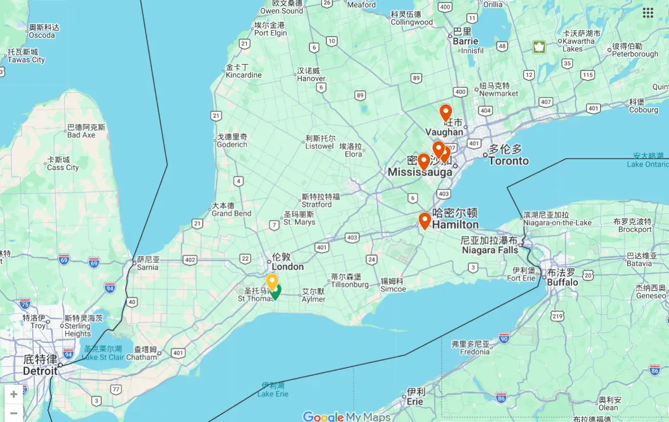 Moroprep logistics network in Ontario, highlighting St. Thomas operations hub and Amazon YYZ and YXU1 fulfillment nodes