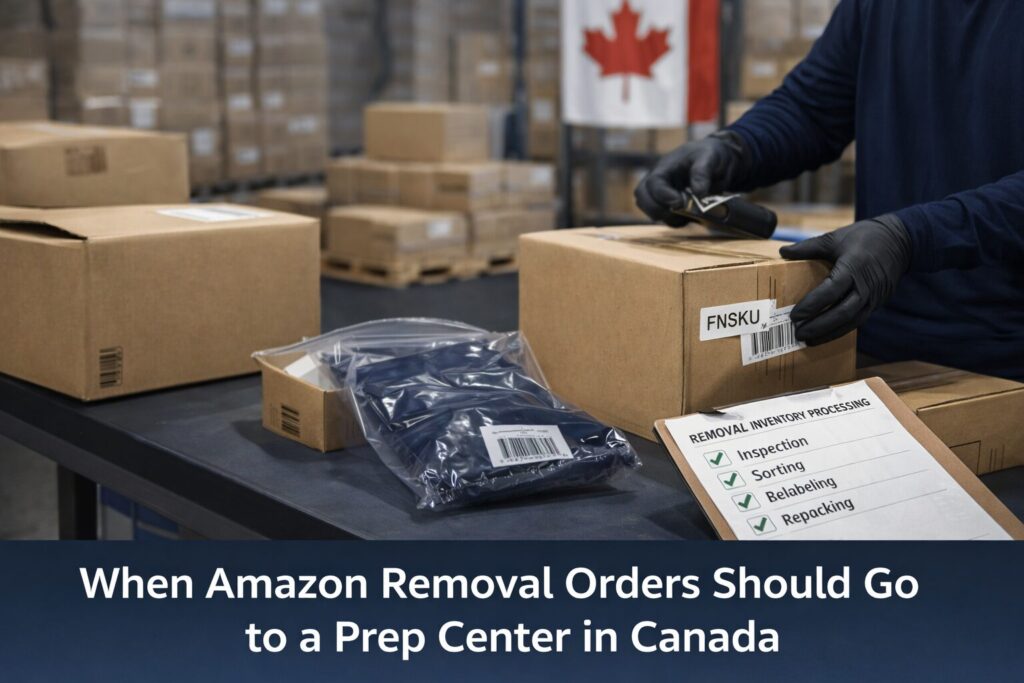 Amazon removal orders processed at a prep center in Canada