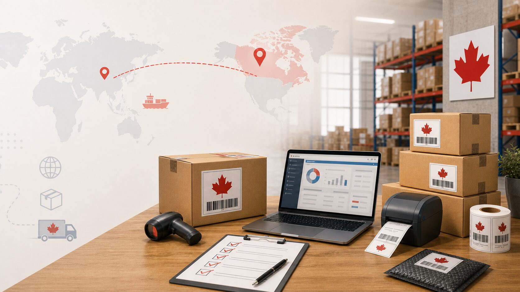 Amazon prep center FAQ visual: FNSKU labeling, returns, and cross-border shipping into Canada FBA for global sellers