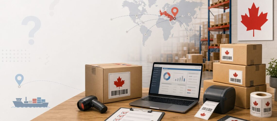 Amazon prep center FAQ visual: FNSKU labeling, returns, and cross-border shipping into Canada FBA for global sellers