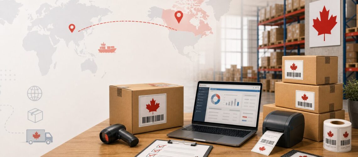 Amazon prep center FAQ visual: FNSKU labeling, returns, and cross-border shipping into Canada FBA for global sellers